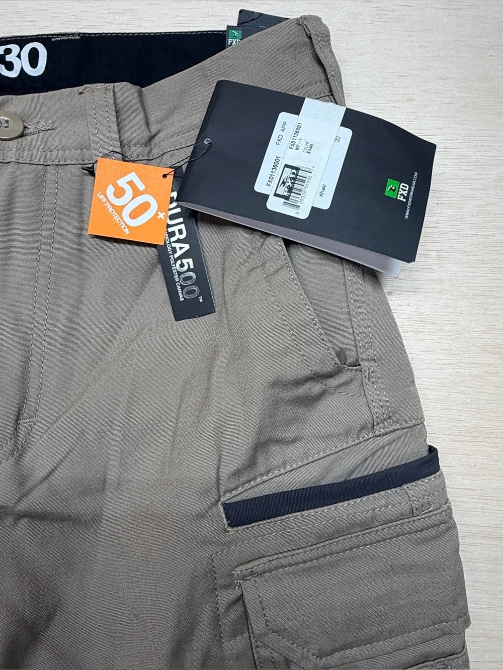 NWT FXD WP-1 Regular Fit Canvas Work Pants Size 30 Khaki DURA500 Utility Pockets - Picture 5 of 9